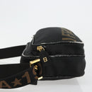 FENDI Shoulder Bag Canvas Black Gold Auth 183392-4