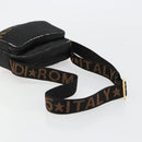 FENDI Shoulder Bag Canvas Black Gold Auth 183392-7