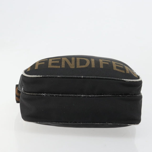 FENDI Shoulder Bag Canvas Black Gold Auth 183392