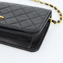 CHANEL Matelasse Chain Shoulder Bag Lamb Skin Black Gold CC Auth 183393-15