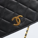 CHANEL Matelasse Chain Shoulder Bag Lamb Skin Black Gold CC Auth 183393-8