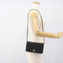 CHANEL Matelasse Chain Shoulder Bag Lamb Skin Black Gold CC Auth 183393-21