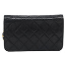 CHANEL Matelasse Chain Shoulder Bag Lamb Skin Black Gold CC Auth 183393-2