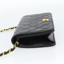 CHANEL Matelasse Chain Shoulder Bag Lamb Skin Black Gold CC Auth 183393-3