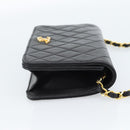CHANEL Matelasse Chain Shoulder Bag Lamb Skin Black Gold CC Auth 183393-4
