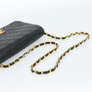 CHANEL Matelasse Chain Shoulder Bag Lamb Skin Black Gold CC Auth 183393-7