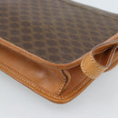 CELINE Macadam Canvas Clutch Bag PVC Leather Brown Gold Auth 183398A-15