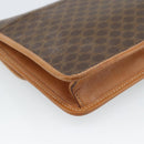 CELINE Macadam Canvas Clutch Bag PVC Leather Brown Gold Auth 183398A-16
