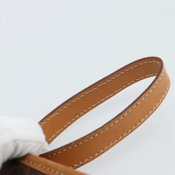 CELINE Macadam Canvas Clutch Bag PVC Leather Brown Gold Auth 183398A