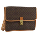 CELINE Macadam Canvas Clutch Bag PVC Leather Brown Gold Auth 183398A-1
