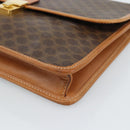 CELINE Macadam Canvas Clutch Bag PVC Leather Brown Gold Auth 183398A-7