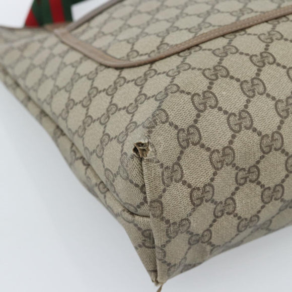 GUCCI GG Supreme Web Sherry Line Tote Bag PVC Beige Red 39 02 003 Auth 183400