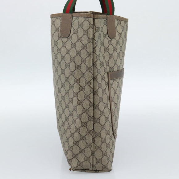 GUCCI GG Supreme Web Sherry Line Tote Bag PVC Beige Red 39 02 003 Auth 183400