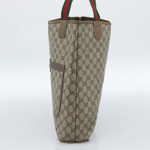GUCCI GG Supreme Web Sherry Line Tote Bag PVC Beige Red 39 02 003 Auth 183400