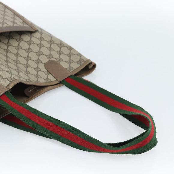 GUCCI GG Supreme Web Sherry Line Tote Bag PVC Beige Red 39 02 003 Auth 183400