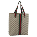 GUCCI GG Supreme Web Sherry Line Tote Bag PVC Beige Rot Auth 183401-1