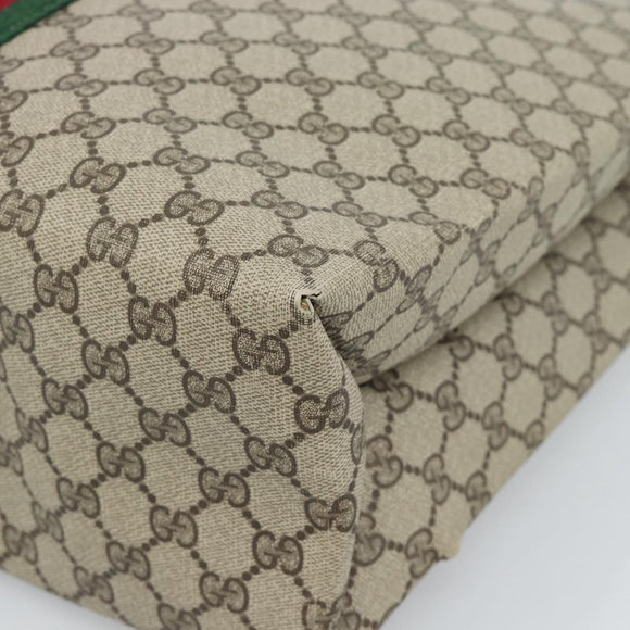 GUCCI GG Supreme Web Sherry Line Tote Bag PVC Beige Rot Auth 183401