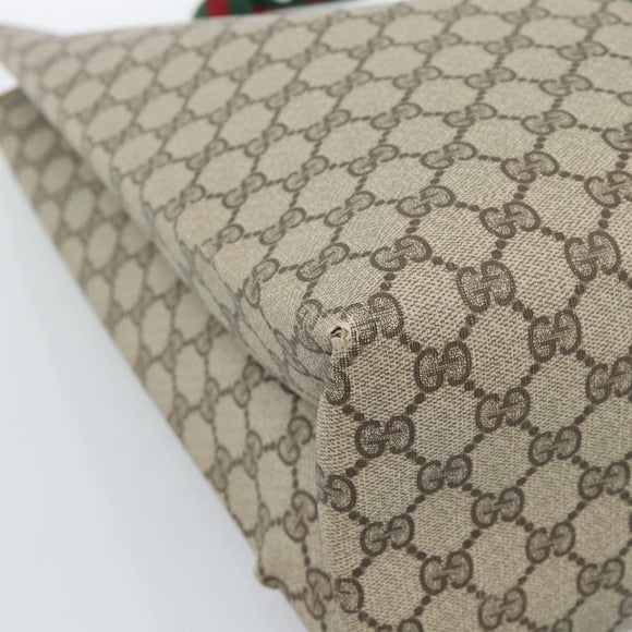 GUCCI GG Supreme Web Sherry Line Tote Bag PVC Beige Rot Auth 183401