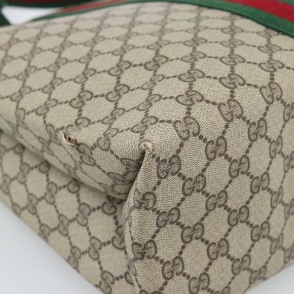 GUCCI GG Supreme Web Sherry Line Tote Bag PVC Beige Rot Auth 183401