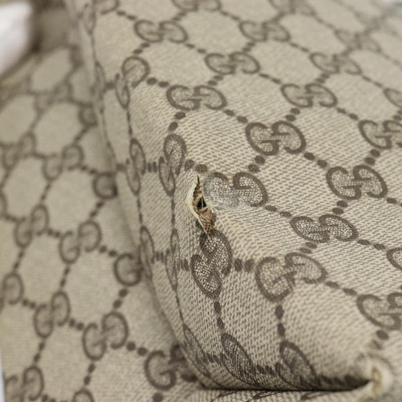 GUCCI GG Supreme Web Sherry Line Tote Bag PVC Beige Rot Auth 183401