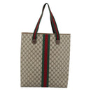 GUCCI GG Supreme Web Sherry Line Tote Bag PVC Beige Rot Auth 183401-2