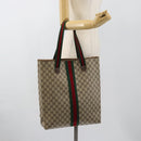 GUCCI GG Supreme Web Sherry Line Tote Bag PVC Beige Rot Auth 183401-22