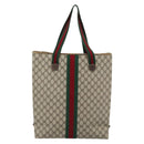 GUCCI GG Supreme Web Sherry Line Tote Bag PVC Beige Rot Auth 183401-3
