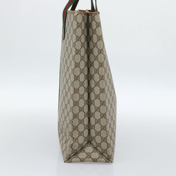 GUCCI GG Supreme Web Sherry Line Tote Bag PVC Beige Rot Auth 183401