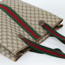 GUCCI GG Supreme Web Sherry Line Tote Bag PVC Beige Rot Auth 183401-6
