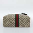 GUCCI GG Supreme Web Sherry Line Tote Bag PVC Beige Rot Auth 183401-9