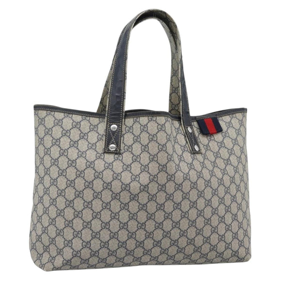 GUCCI GG Supreme Sherry Line Tote Bag PVC Navy Rot 211134 Auth 183402