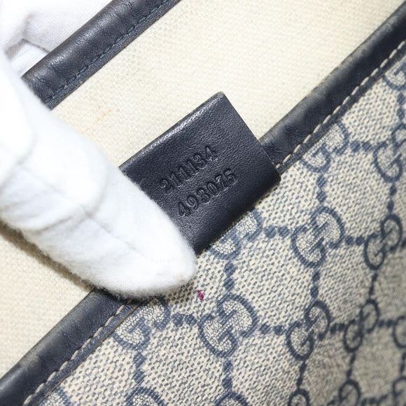 GUCCI GG Supreme Sherry Line Tote Bag PVC Navy Rot 211134 Auth 183402