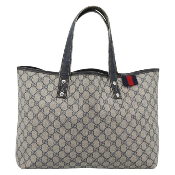 GUCCI GG Supreme Sherry Line Tote Bag PVC Navy Rot 211134 Auth 183402