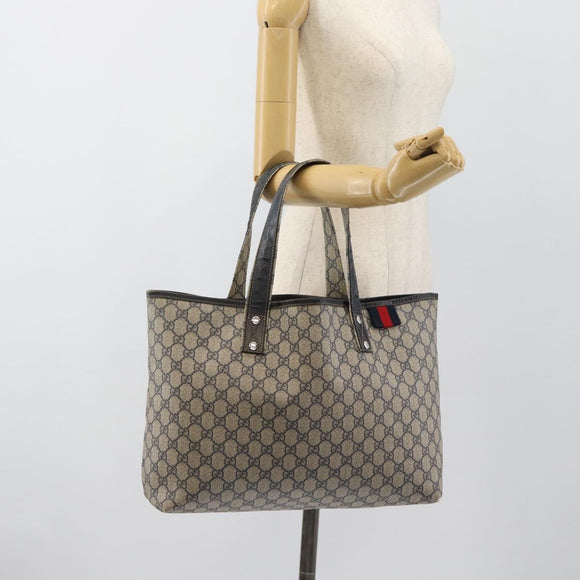 GUCCI GG Supreme Sherry Line Tote Bag PVC Navy Rot 211134 Auth 183402