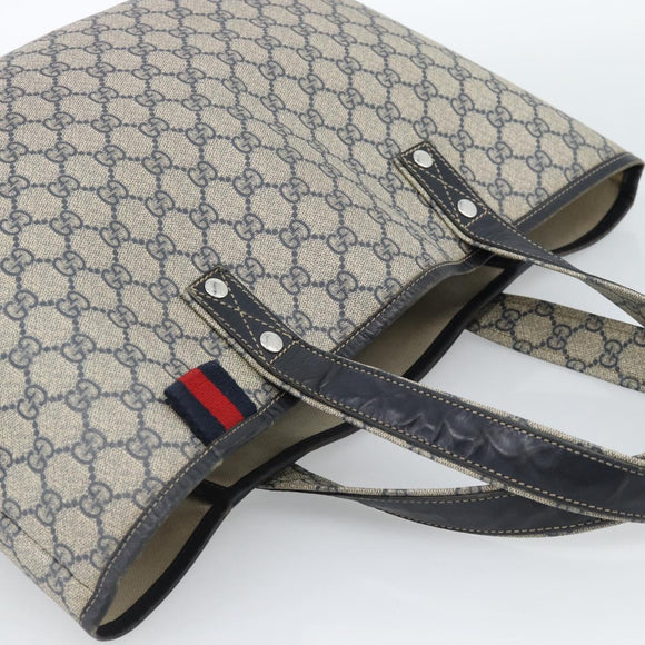 GUCCI GG Supreme Sherry Line Tote Bag PVC Navy Rot 211134 Auth 183402