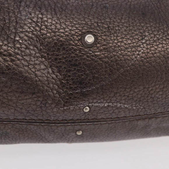 Chloe Paddington Mini Hand Bag Leather Silver Metallic gray Auth 183406A