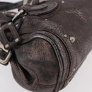Chloe Paddington Mini Hand Bag Leather Silver Metallic gray Auth 183406A-10