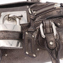 Chloe Paddington Mini Hand Bag Leather Silver Metallic gray Auth 183406A-17