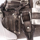 Chloe Paddington Mini Hand Bag Leather Silver Metallic gray Auth 183406A-19