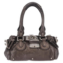 Chloe Paddington Mini Hand Bag Leather Silver Metallic gray Auth 183406A-13