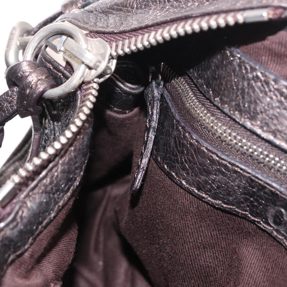 Chloe Paddington Mini Hand Bag Leather Silver Metallic gray Auth 183406A
