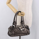 Chloe Paddington Mini Hand Bag Leather Silver Metallic gray Auth 183406A-26