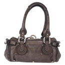 Chloe Paddington Mini Hand Bag Leather Silver Metallic gray Auth 183406A-2