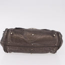 Chloe Paddington Mini Hand Bag Leather Silver Metallic gray Auth 183406A-5