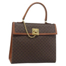 CELINE Macadam Canvas Hand Bag PVC Leather Brown Gold Auth 183407-1