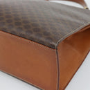 CELINE Macadam Canvas Hand Bag PVC Leather Brown Gold Auth 183407-16