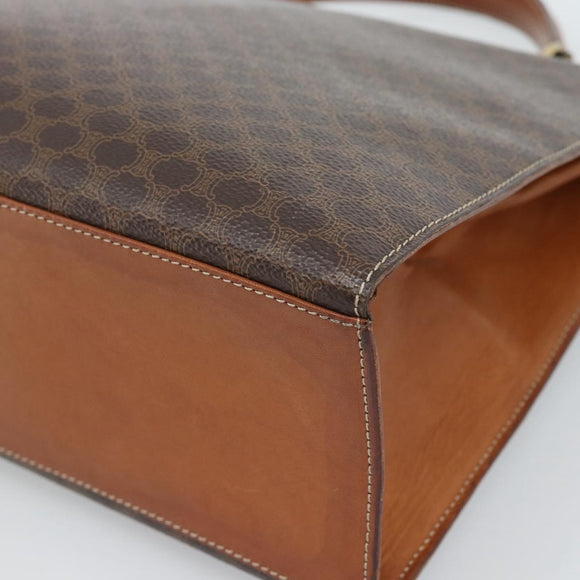 CELINE Macadam Canvas Hand Bag PVC Leather Brown Gold Auth 183407