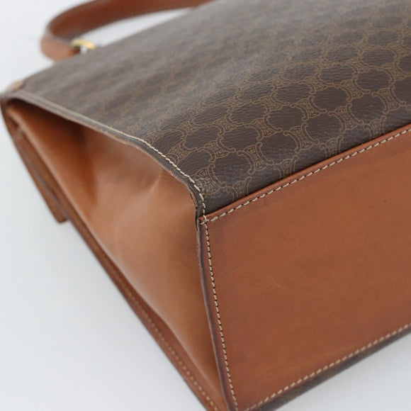CELINE Macadam Canvas Hand Bag PVC Leather Brown Gold Auth 183407
