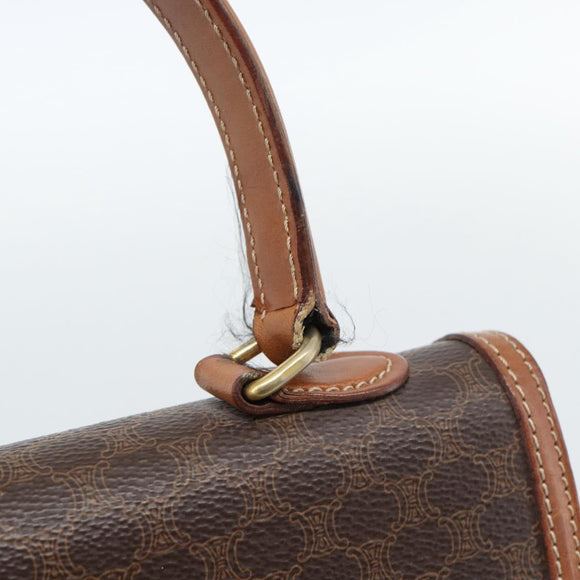 CELINE Macadam Canvas Hand Bag PVC Leather Brown Gold Auth 183407