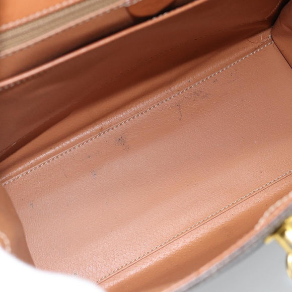 CELINE Macadam Canvas Hand Bag PVC Leather Brown Gold Auth 183407